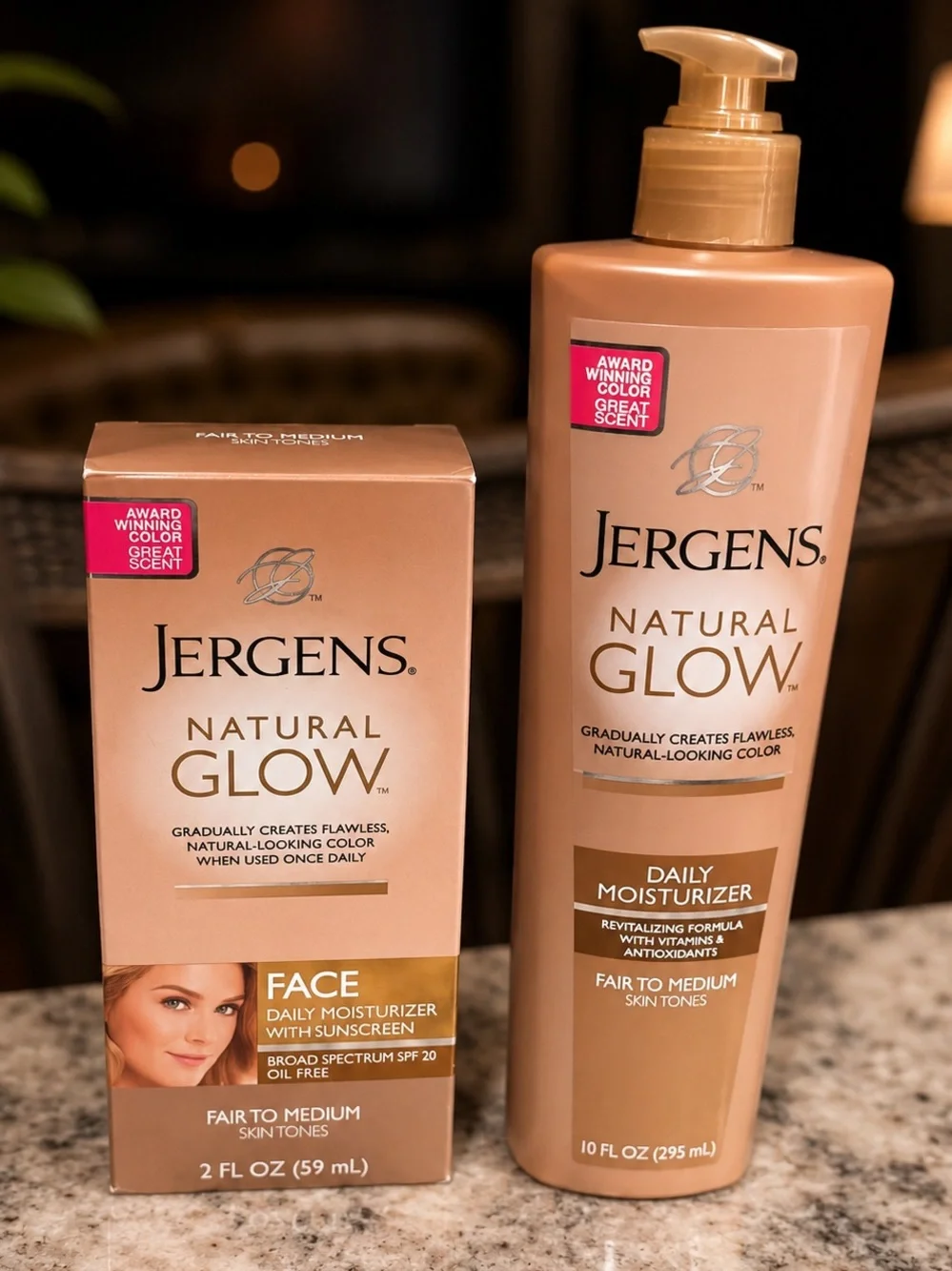 2pc set Jergens Natural Glow Daily Moisturizer - Fair to Medium (Bronze Bottle)
